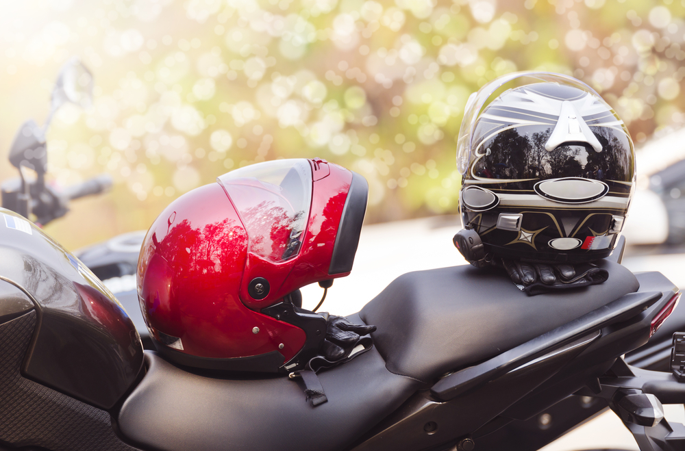 two helmets in motorcycle seat in arizona