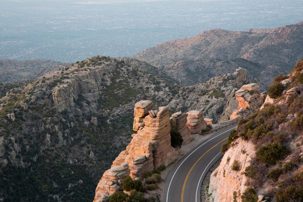 scenic view of catalina highway in arizona