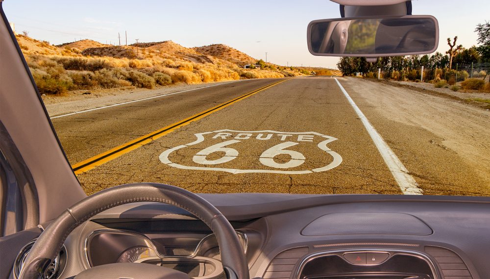 car on route 66 highway