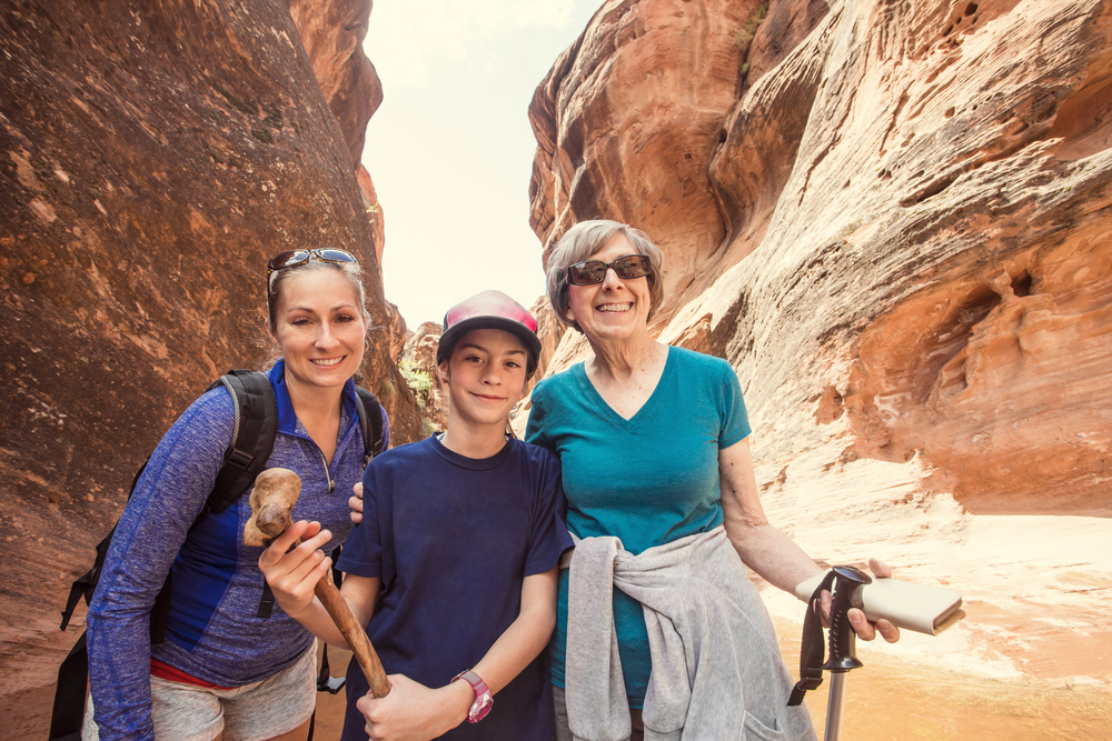 family in arizona on a hike